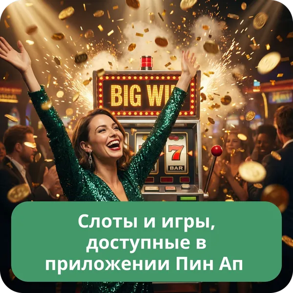 Слоты и игры, доступные в приложении Пин Ап