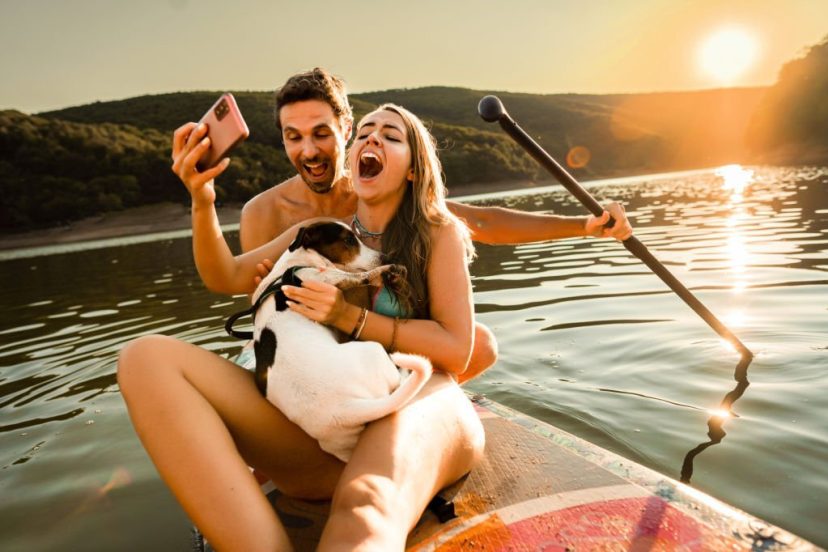 paddleboard dog
