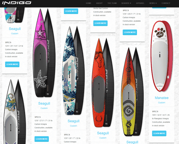 Indigo custom prone paddle boards